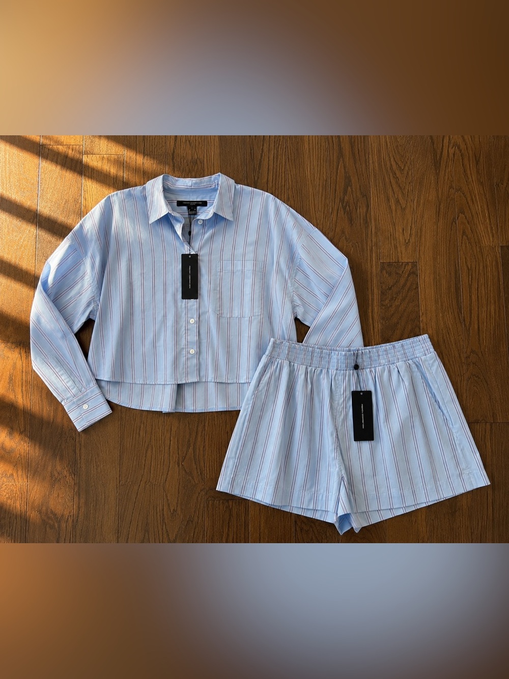 French Connection Light Blue Striped Women’s Lounge Set Sz XL